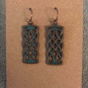 Intricate Teal and Bronze Earrings